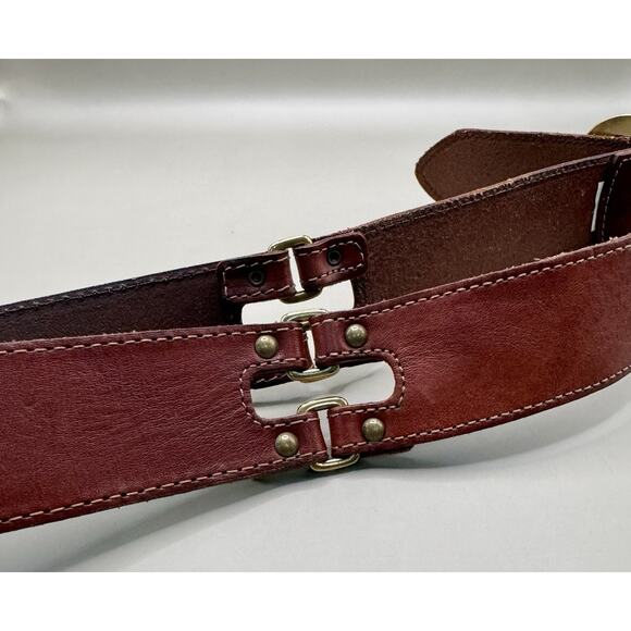 Vintage Fossil Women’s Wide Leather Ranger Belt Brass-Tone Buckle Size S main image 7